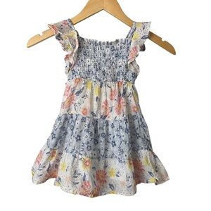 Haute Hippie Smocked Toddler Dress Tiered Floral Boho Ruffle Cotton 2T Spring